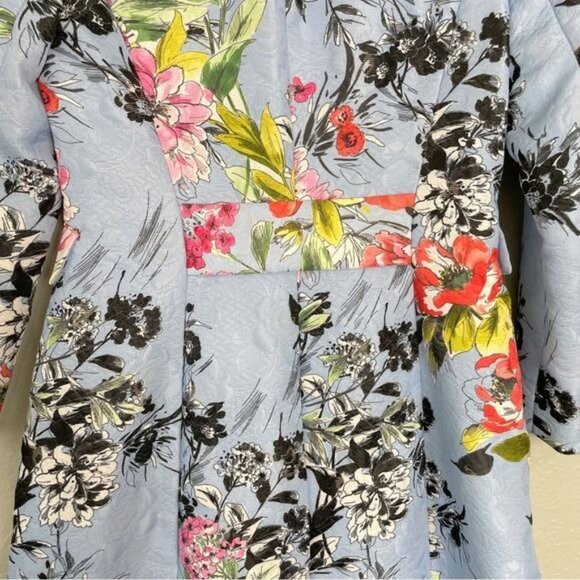 Carlisle Collection blue floral button front quilted coat jacket 2 - Picture 10 of 14